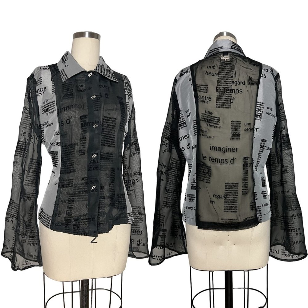 Biche De Bere Flock Text Mesh Top